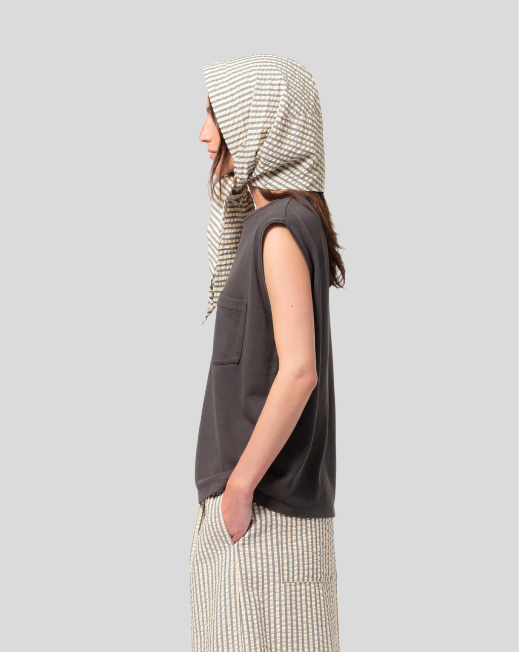 Jackie Scarf - Iron/Off white